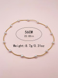 Collar chapado en oro pulido de perlas de acero inoxidable irregular de estilo simple elegante