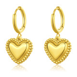 1 par de pendientes colgantes chapados en oro de acero inoxidable con forma de corazón de estilo sencillo y dulce