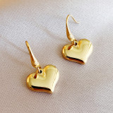 Ganchos para la oreja de acero y titanio, oro macizo de 14 quilates, sencillos, en forma de corazón, a la moda