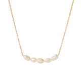 Collar chapado en oro de 18 quilates con perlas de agua dulce de acero inoxidable geométrico de estilo vintage