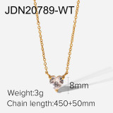 Nuevo collar con colgante de circón en forma de corazón de acero inoxidable chapado en oro de 18 quilates