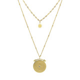 Estilo vintage informal Estilo clásico Moneda Chapado en acero inoxidable Tallado Collares en capas chapados en oro de 18 quilates