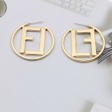 1 par de pendientes de acero inoxidable con letras de estilo simple