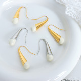 1 par de pendientes chapados en oro de 18 quilates de acero de titanio con revestimiento de esmalte geométrico de estilo coreano IG