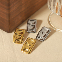 1 par de pendientes chapados en oro de 18 quilates de acero inoxidable pulido rectangular de estilo Simple