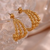1 par de pendientes chapados en oro de 18 quilates con forma de C, estilo Simple, Estilo Vintage