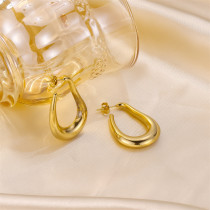 Pendientes chapados en oro de 18 quilates de acero inoxidable con revestimiento irregular ovalado estilo Vintage Glam estilo IG de 1 pieza