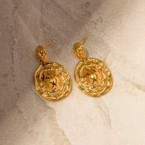 1 par de pendientes colgantes chapados en oro de 18 quilates de acero inoxidable chapado en color sólido estilo IG
