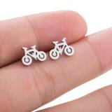 Pendientes chapados en acero inoxidable para bicicleta de moda, 1 par