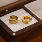 1 par de pendientes chapados en oro de 18 quilates de acero inoxidable con revestimiento redondo de estilo simple retro