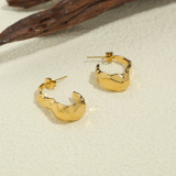1 par de pendientes chapados en oro de 18 quilates de acero inoxidable con revestimiento irregular estilo francés estilo IG