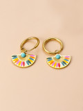 Bohemian Sector Pendientes Acero Esmaltado Turquesa 1 Par