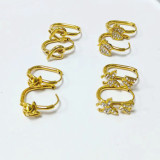 1 par de pendientes chapados en oro de 18K con incrustaciones de mariposa en forma de corazón de estilo Simple, piedras preciosas artificiales de acero y titanio