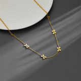 Collar chapado en oro de 18 quilates con huecos de acero de titanio Fox de estilo simple