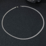 Collar de pulido de acero de titanio con círculo artístico de estilo clásico informal