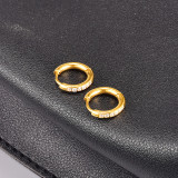 Pendientes de acero de titanio geométricos de moda Pendientes de acero inoxidable con diamantes de imitación artificiales chapados en oro
