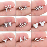 Pendientes huecos chapados en acero inoxidable con araña en forma de corazón de estilo Simple, 1 par