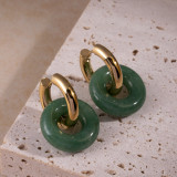 1 par de aretes de acero de titanio geométricos de estilo vintage