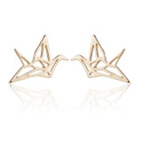 Pendientes de acero inoxidable con grulla de papel de estilo coreano para mujer, aretes sin incrustaciones, aretes de acero inoxidable