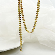 Collar chapado en oro pulido de acero inoxidable con hoja de estilo simple informal