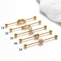 Pendientes chapados en oro de 18 quilates con incrustaciones de serpiente en forma de corazón cruzado de estilo Simple de 1 pieza