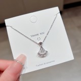 Collar con colgante de diamantes de imitación con incrustaciones de acero titanio y corona en forma de corazón y estrella a la moda
