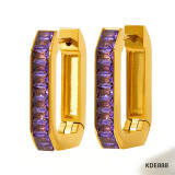 Pendientes retro de circonita con incrustaciones de acero inoxidable con rombos, 1 par