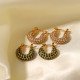 Pendientes De Aro De Circón Con Incrustaciones De Acero Inoxidable En Forma De U De Moda, 1 Par