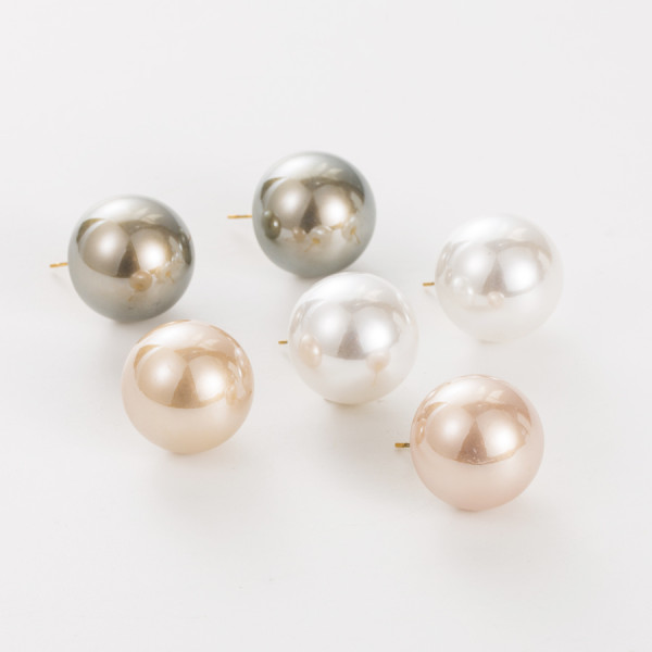 1 par de pendientes redondos de perlas con incrustaciones de acero inoxidable de estilo Simple
