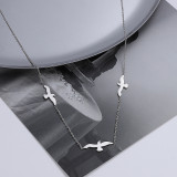 Collar con colgante de acero inoxidable con diseño de pájaro en forma de corazón, estilo simple, 1 pieza