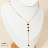 Estilo clásico retro Trébol de cuatro hojas Forma de corazón Número romano Chapado en acero inoxidable Incrustaciones de diamantes de imitación Chapado en oro rosa Chapado en oro Collar chapado en plata