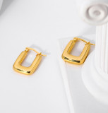 1 par de pendientes chapados en oro de 18 quilates con incrustaciones de revestimiento de Color sólido estilo Simple estilo clásico circonita de acero de titanio