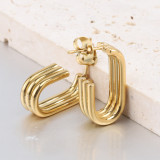 1 par de pendientes chapados en oro de acero inoxidable chapado en Color sólido de estilo Simple
