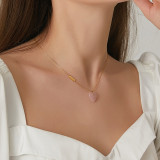 Collar De Piedra Natural Chapado En Oro De Acero De Titanio En Forma De Corazón De Moda 1 Pieza