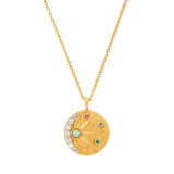 Collar con colgante chapado en oro de 18 quilates con diseño de luna y estrella redonda de estilo romano de playa retro