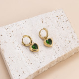 1 par de pendientes elegantes de circonita con incrustaciones de acero inoxidable rectangulares con forma de corazón y borlas para mujer