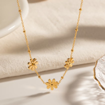 Collar chapado en oro de 18 quilates con revestimiento de acero inoxidable con flor de estilo simple estilo INS