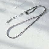 Collar de acero de titanio con cadena plana de hueso de serpiente Retro de 18K, joyería al por mayor