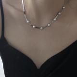 Collar geométrico de acero inoxidable a la moda para mujer, collares de acero inoxidable chapados