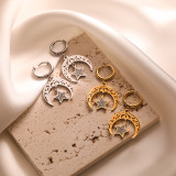 1 par de pendientes colgantes chapados en oro de 18 quilates con incrustaciones de luna y estrella de estilo sencillo
