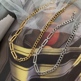 Moda Letra Chapado en acero inoxidable Collares en capas 1 pieza