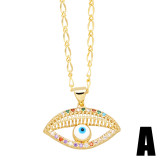 Collar con colgante chapado en oro de 18 quilates con incrustaciones de cobre y acero inoxidable con ojo del diablo de estilo moderno