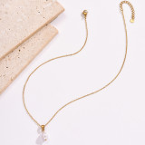 Collar con colgante chapado en oro de 14 quilates con revestimiento de perlas artificiales de acero inoxidable geométrico de estilo simple informal