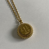 Collar colgante chapado en oro de 18 quilates de acero inoxidable con constelación retro al por mayor