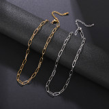 Collar de cadena chapado en acero inoxidable de color sólido de estilo simple