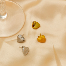 1 par de pendientes chapados en oro de 18 quilates de acero inoxidable chapado en forma de corazón estilo Simple estilo Vintage