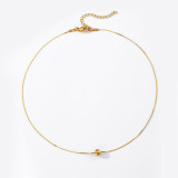Venta al por mayor Collar chapado en oro de 18 quilates de acero inoxidable redondo de estilo simple de 1 pieza