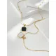 Cadena de clavícula con Colgante cuadrado de perlas de retención de Color de acero de titanio para mujer Simple