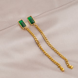 Pendientes geométricos con revestimiento de acero de titanio para mujer, 1 par