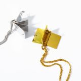 Collar con colgante chapado en oro de 18K, chapado en acero de titanio geométrico, libro de calle de estilo Simple informal